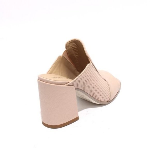 ITALIAN Beige Leather Slide Open Toe Heel Sandal - Picture 4 of 8